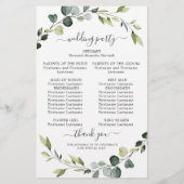 Modern Eucalyptus Krans Huwelijksceremonie Program (Achterkant)