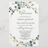 Modern Eucalyptus Krans Huwelijksceremonie Program (Voorkant / Achterkant)