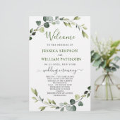 Modern Eucalyptus Krans Huwelijksceremonie Program (Staand voorkant)