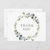 Modern eucalyptus krans Lijst dank je Boho Briefkaart (Voorkant / Achterkant)