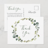 Modern eucalyptus krans Lijst dank je Boho Briefkaart (Voorkant / Achterkant)