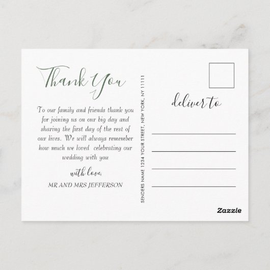 Modern eucalyptus krans Lijst dank je Boho Briefkaart (Achterkant)