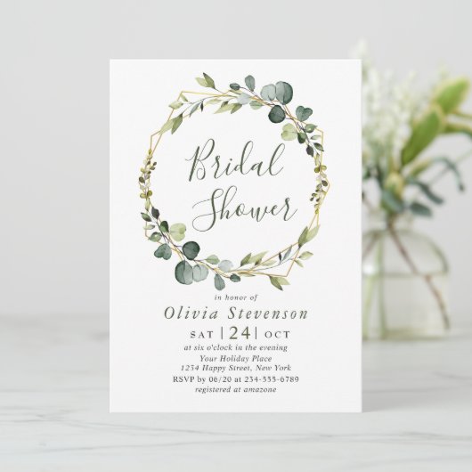 Modern Eucalyptus krans Lijst Vrijgezellenfeest Bo Kaart (Staand voorkant)