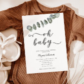 Modern Eucalyptus Leaf Gender Neutral Baby shower Kaart