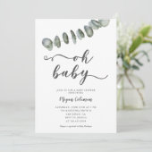 Modern Eucalyptus Leaf Gender Neutral Baby shower Kaart (Staand voorkant)