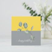 Modern Eucalyptus Leaves Colorblock Birthday Kaart (Staand voorkant)