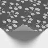 Modern Eucalyptus Leaves Grey en Black Cadeaupapier (Hoek)