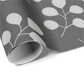 Modern Eucalyptus Leaves Grey en Black Cadeaupapier (Rol Hoek)