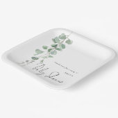 Modern Eucalyptus Name Baby shower Papieren Bordje (Gebogen)