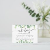 Modern Eucalyptus Oh Baby shower Book Request Informatiekaartje (Staand voorkant)