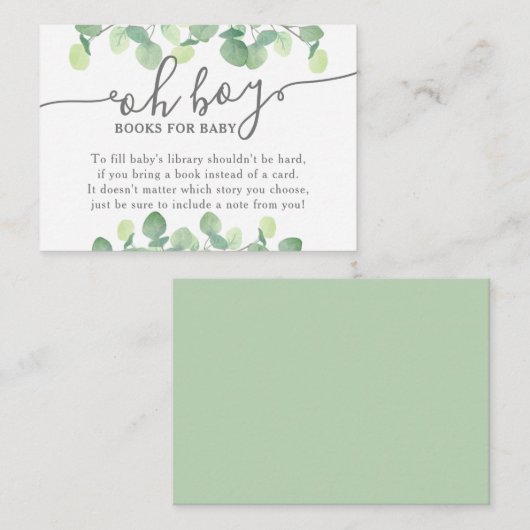 Modern Eucalyptus Oh Baby shower Book Request Informatiekaartje (Voorkant / Achterkant)