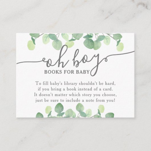 Modern Eucalyptus Oh Baby shower Book Request Informatiekaartje (Voorkant)