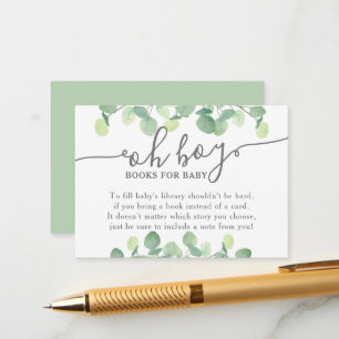 Modern Eucalyptus Oh Baby shower Book Request Informatiekaartje