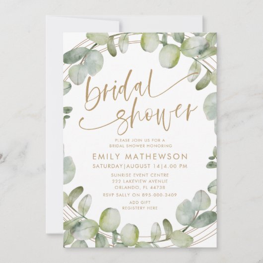 Modern Eucalyptus Sage Green Vrijgezellenfeest Kaart (Voorkant)