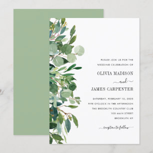 Modern Eucalyptus Sage Greenery Foliage Wedding Kaart