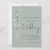 Modern Eucalyptus Script Sage Green Wedding Kaart (Voorkant)