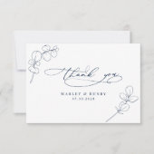 Modern Eucalyptus springs Navy Blue Wedding Bedankkaart (Voorkant)