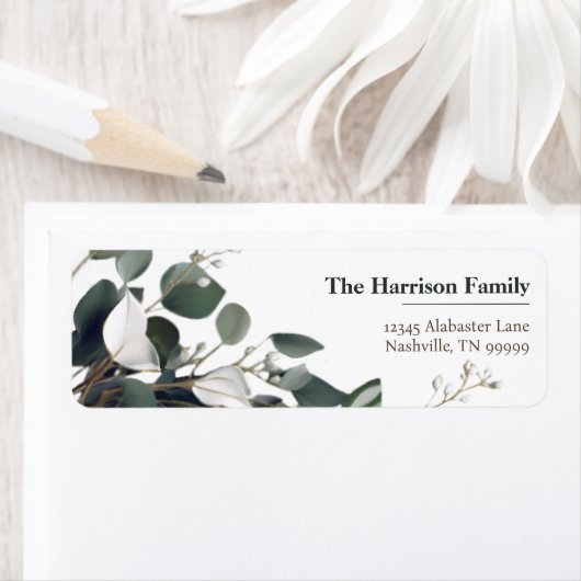 Modern Eucalyptus trouwadres Etiket (Insitu)