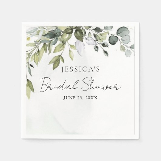 Modern Eucalyptus Vrijgezellenfeest Napkins Servet (Voorkant)