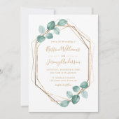 Modern Eucalyptus Waterverf Goud Script Bruiloft I Kaart (Voorkant)