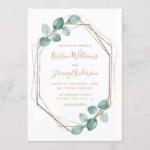 Modern Eucalyptus Waterverf Goud Script Bruiloft I