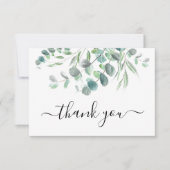 Modern Eucalyptus Waterverf Green Foliage Script Bedankkaart (Voorkant)