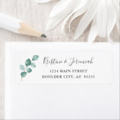 Modern Eucalyptus Waterverf grijs retouradres Etiket (Insitu)