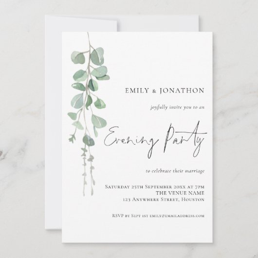Modern Eucalyptus Weddenschap Kaart (Voorkant)