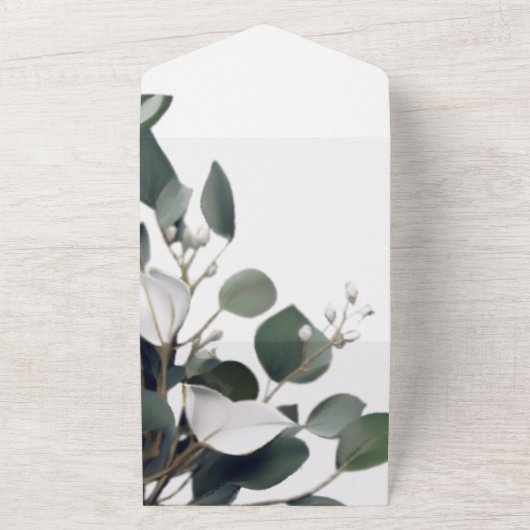 Modern Eucalyptus Wedding All In One Uitnodiging (Buitenkant)