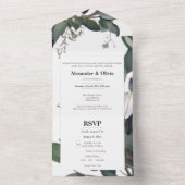 Modern Eucalyptus Wedding All In One Uitnodiging (Binnen)