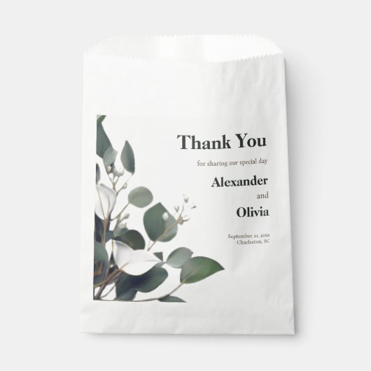 Modern Eucalyptus Wedding Bedankzakje (Voorkant)