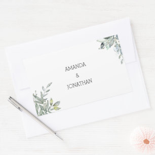 Modern Eucalyptus Wedding Envelope Seal Rechthoekige Sticker