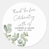 Modern Eucalyptus Wedding Favor Ronde Sticker (Voorkant)