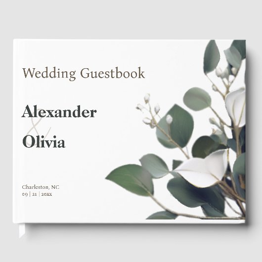 Modern Eucalyptus Wedding Gastenboek (Voorkant)