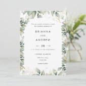 Modern Eucalyptus Wedding Invitation Einladung Kaart (Staand voorkant)