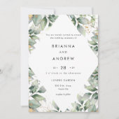 Modern Eucalyptus Wedding Invitation Einladung Kaart (Voorkant)