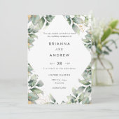 Modern Eucalyptus Wedding Invitation Einladung Kaart (Staand voorkant)