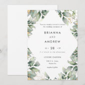 Modern Eucalyptus Wedding Invitation Einladung Kaart (Voorkant / Achterkant)