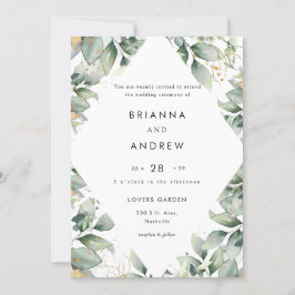 Modern Eucalyptus Wedding Invitation Einladung Kaart