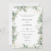 Modern Eucalyptus Wedding Invitation Kaart (Voorkant)