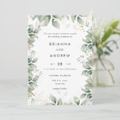 Modern Eucalyptus Wedding Invitation Kaart (Staand voorkant)