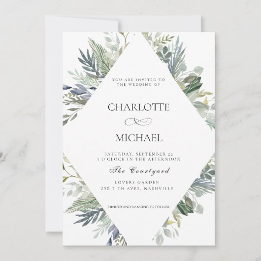 MODERN EUCALYPTUS WEDDING KAART (Voorkant)