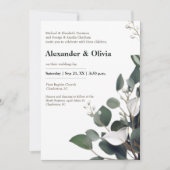 Modern Eucalyptus Wedding Kaart (Voorkant)