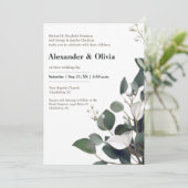 Modern Eucalyptus Wedding Kaart (Staand voorkant)