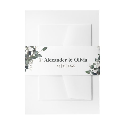 Modern Eucalyptus Wedding Uitnodigingen Wikkel (Voorkant Voorbeeld)