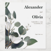 Modern Eucalyptus Wedding Wijn Etiket (Enkel label)