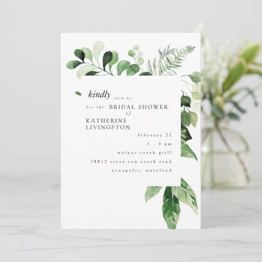 Modern eucalyptus wit Vrijgezellenfeest Kaart (Staand voorkant)