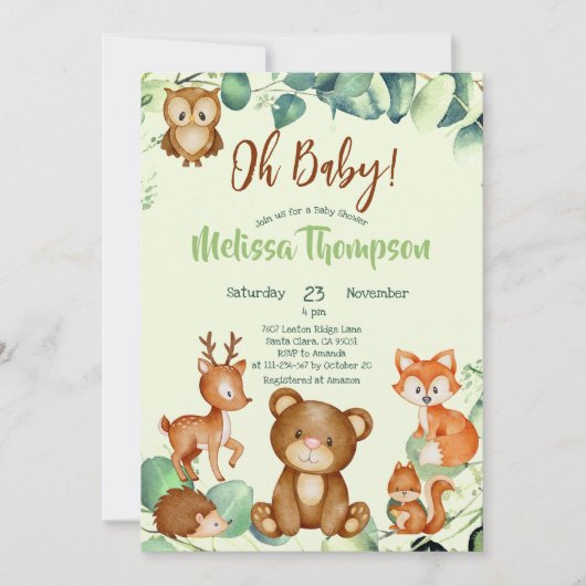 Modern Eucalyptus Woodland Dieren Bosvrienden Kaart (Voorkant)