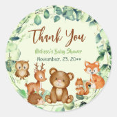 Modern Eucalyptus Woodland Dieren Bosvrienden Ronde Sticker (Voorkant)