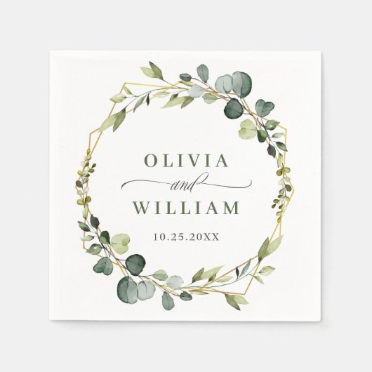 Modern Eucalyptus Wreath Lijst Weddenschap Paper Servet (Voorkant)